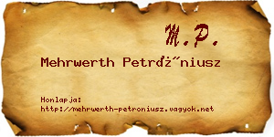 Mehrwerth Petróniusz névjegykártya